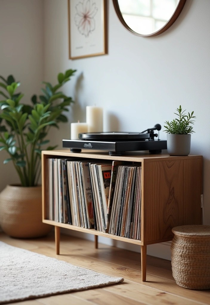18 Stunning Ways to Display Your Vinyl Records (Your Guests Will Be Jealous!) - 10. Vinyl Record Stand