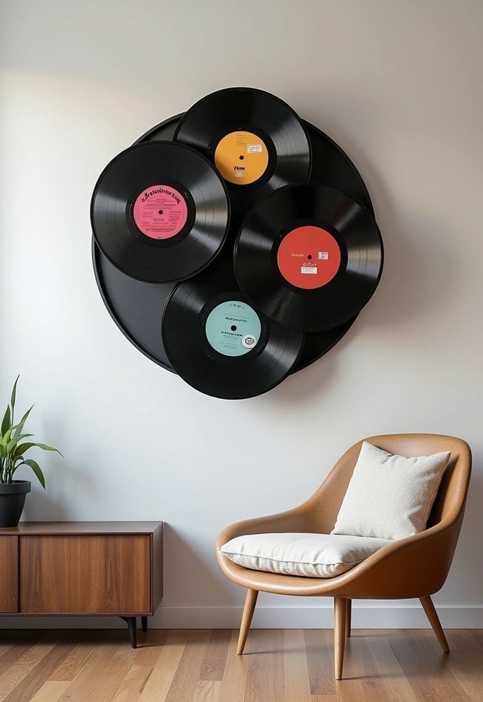 18 Stunning Ways to Display Your Vinyl Records (Your Guests Will Be Jealous!) - 12. Wall-Mounted Vinyl Record Holder