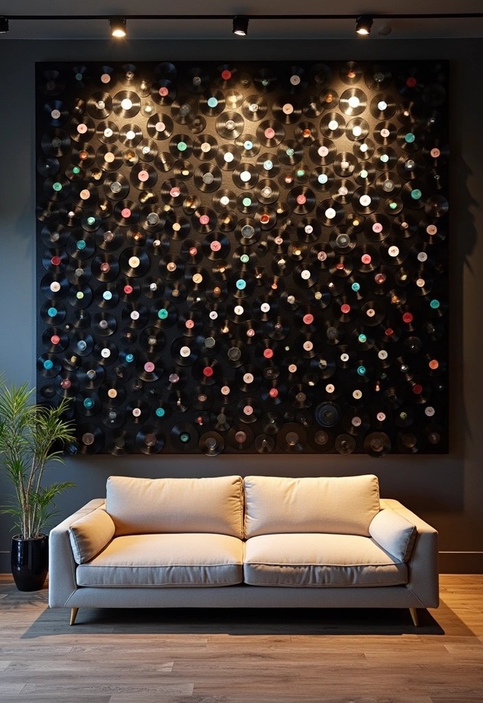 18 Stunning Ways to Display Your Vinyl Records (Your Guests Will Be Jealous!) - 16. Vinyl Record Art Installation