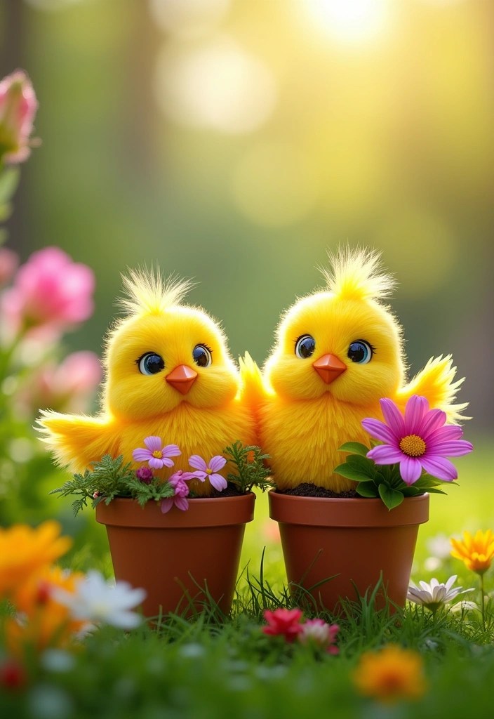 18 Unique Easter Decorations You Can Make with Just $10! - 10. Flower Pot Chicks