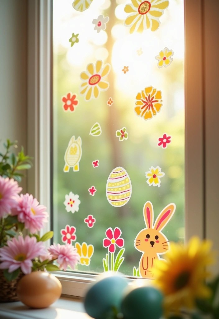 18 Unique Easter Decorations You Can Make with Just $10! - 14. Spring-Themed Window Clings