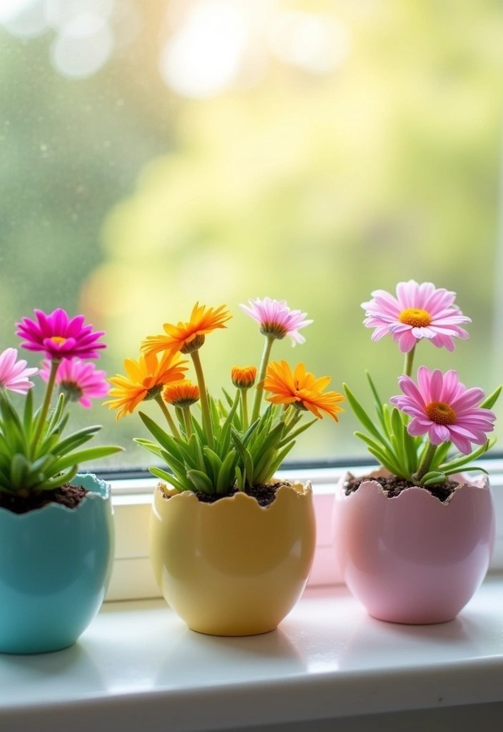 18 Unique Easter Decorations You Can Make with Just $10! - 17. Colorful Eggshell Planters
