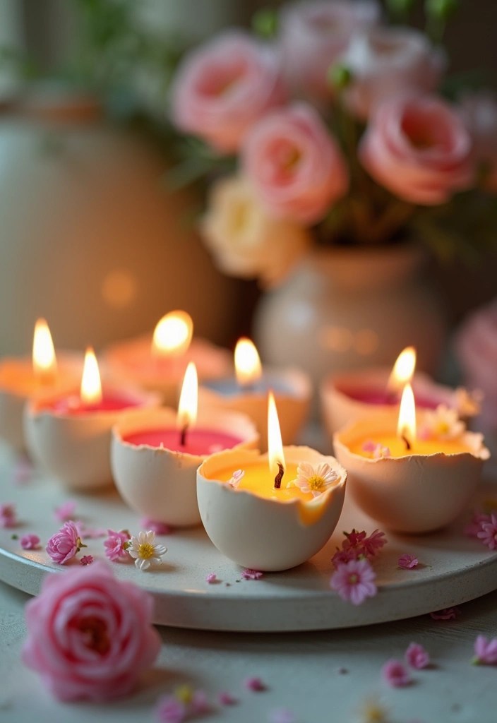 18 Unique Easter Decorations You Can Make with Just $10! - 8. DIY Eggshell Candles