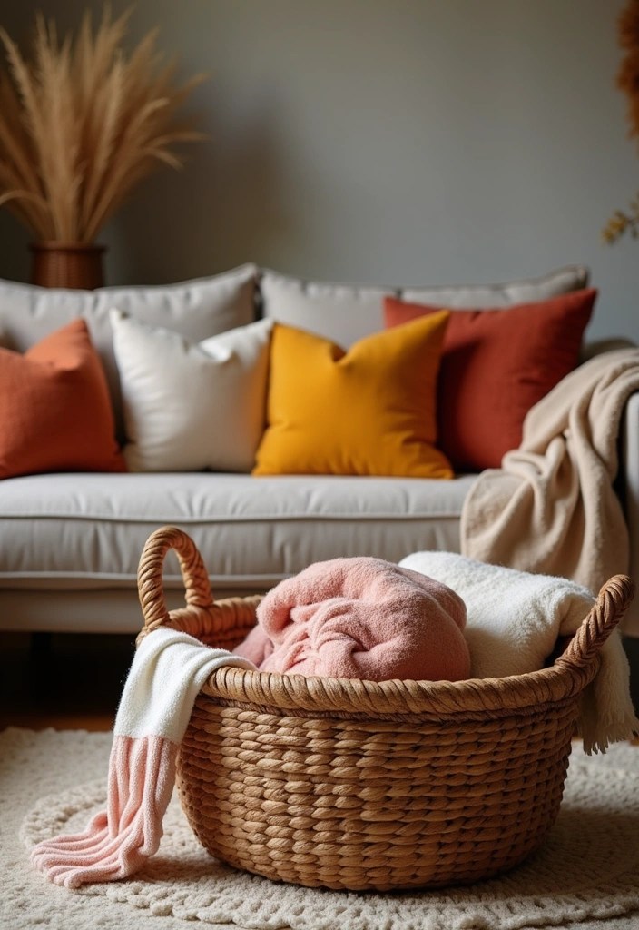 20 Cozy Living Room Ideas That'll Make You Want to Stay In Forever (You Won't Believe #5!) - 16. Warm Blankets and Throws