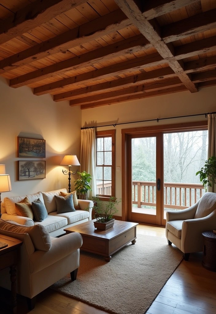 20 Cozy Living Room Ideas That'll Make You Want to Stay In Forever (You Won't Believe #5!) - 17. Ceiling Beams
